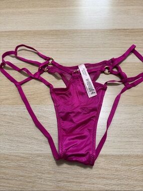 Victoria's Secret Fuchsia Strappy Satin Thong